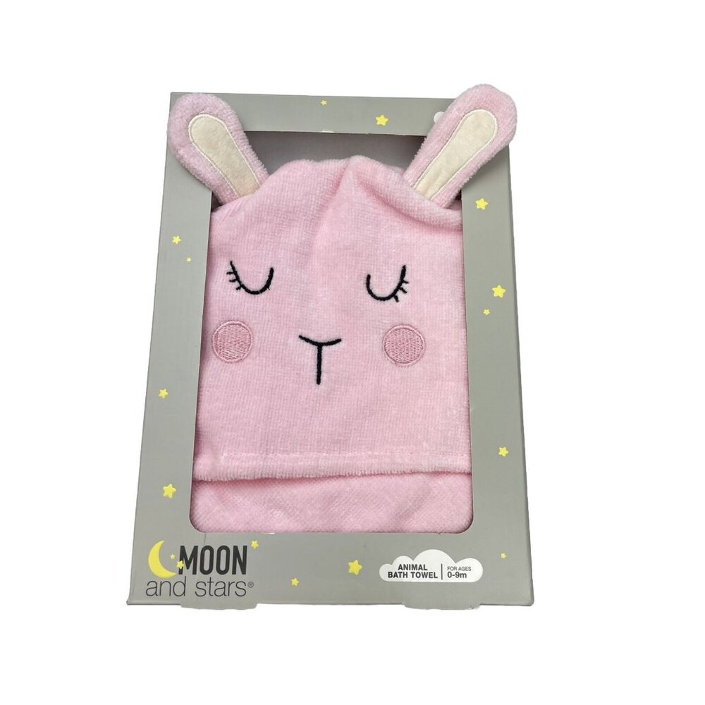 MOON AND STARS  RABBIT BATH TOWEL 0-9 BABY GIRL